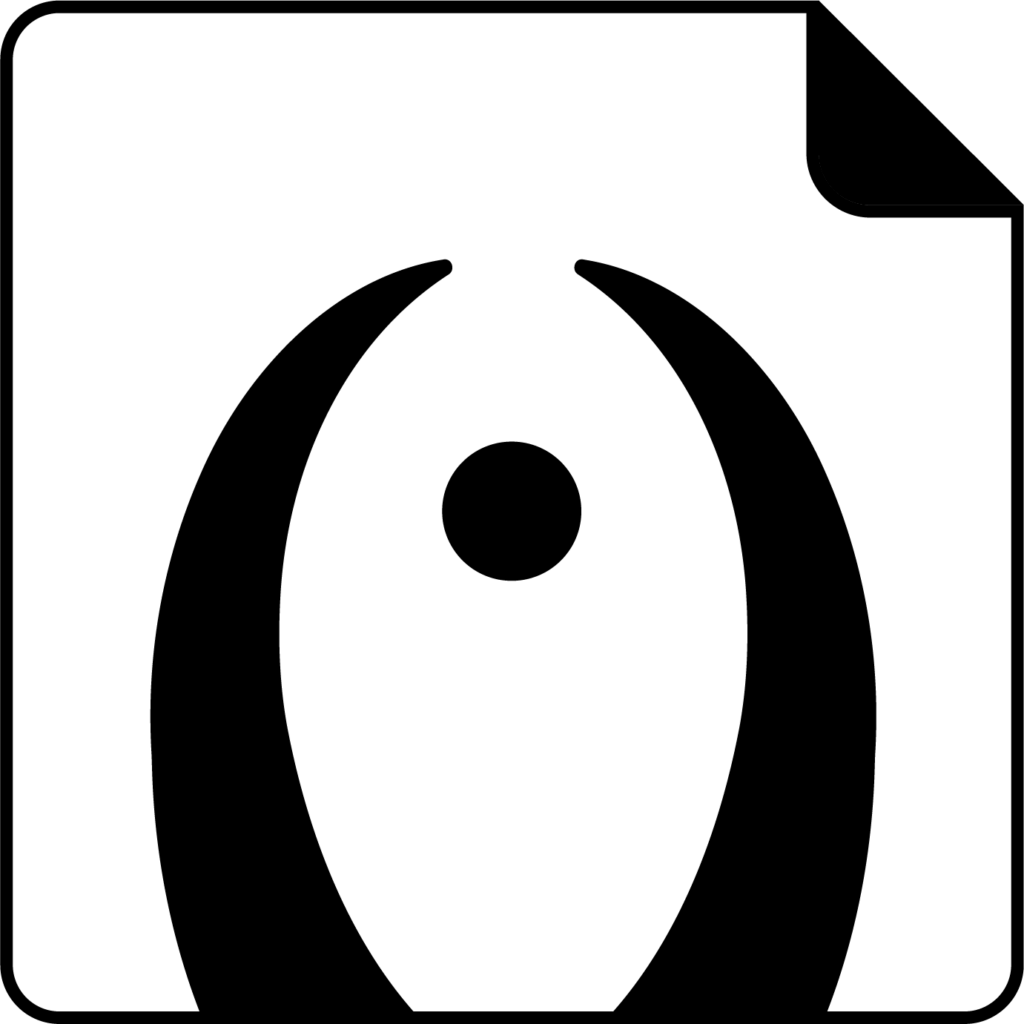 Icon for Withholding Notice. Abstract design within a white square. A black circle in the center of two curved lines.